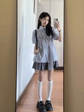 Vevesc French Elegant Fairy Short Sleeve Clothes Draped All Match Korean Preppy Style Buttons Girl Blouse Y2k Aesthetic Punk Shirts