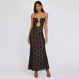 Vevesc Hollow Out Lace Sexy Maxi Dresses For Women Off-shoulder Strapless Outfits Backless Bodycon Y2K Sexy Party Long Dress