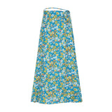Vevesc  Boho Chic Floral Print Cotton Maxi Skirt Women Y2K Streetwear Lace-up A-line Long Skirt Korean Fashion Holiday Style