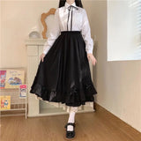 Vevesc Women Harajuku Kawaii Y2k Skirts Lolita Summer Japanese High Waist Cake Skirt Preppy Style Edible Tree Fungus Loose Folds