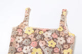Vevesc  Sequins Mini Dress Women Flower Print Colorful Patchwork Skinny Backless Sleeveless Vacation Trend Elegant Sweet Outfits