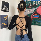 Vevesc Y2K Black Cardigan V Neck Crop Women's Sweater Korean Fashion Backless Knitwear Slim Spring Knit Streetwear Gyaru Kpop