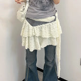 Vevesc Grunge Aesthetics Patchwork Skirt Trashy Y2k Irregular Short  Vintage Harajuku Lace Cake  2000s Korean Style