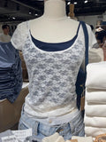 Vevesc  White Lace Sexy Transparent Crop Top Summer Short Sleeve Crew Neck Thin Streetwear T-shirt Women Casual Chic Cute Tees Tops