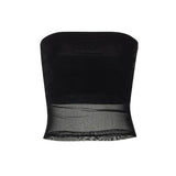 Vevesc Mesh Corset Black Y2K Tops Women Transparent Crop Top Stretch Tube Top Sexy Cami Tops Summer Streetwear