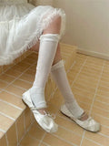 Vevesc  Ballet Calf Leg Covers Bow Japanese Style Sweet JK Lolita Long Socks for Women Slimming Mid Tube Pile Socks Leg Warmers