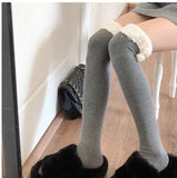 Vevesc Autumn Winter Long Warm Spliced Faux Fur Leg Stocking Korean Y2k Aesthetic Streetwear Punk Women Warmers Harajuku Girl Socks