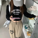 Vevesc American Vintage High Waist Sudaderas Mujer Letter Slim Y2k Women Hooded Chic Preppy Style Crop Tops Sweatshirts Short