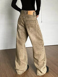 Vevesc Brown Women Jeans High Waist Fashion American Vintage Streetwear Y2K Wide Leg Jean Female Denim Trouser Baggy Denim Pants