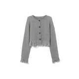 Vevesc Y2K Tassel Knitted Cardigan Women Streetwear Cropped Sweater Coat Korean Loose Knitwear Harajuku Sweet Casual Jumper Tops