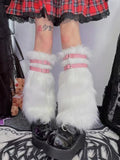 Vevesc Y2k Punk Personality Streetwear Japan Warm Faux Fur Stocking Sweet American Gothic Vintage Girl Leg Warmers Covers Thick Stocks