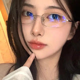 Vevesc Y2K Retro Metal Square Frame Glasses Women Clear Harajuku Small Eyeglasses Reading Spectacle Anti-blue Light Blocking Eyewears