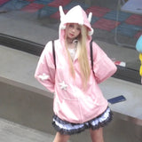 Vevesc New Fashion Popular Japan Harajuku Zipper Hoodies Sweet Star Appliques Design Loose Clothing Y2k Aesthetic Punk Sweatshirts