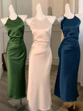 Vevesc  Luxury Solid Womens Long Dresses Sexy Elegant Ruffles Blue Chic Evening Dress Slim Fit Whit Canisole Green Mermaid Vestidos