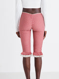 Vevesc  Women s Plaid Capri Pants with Lace Ruffles and Stretchy Cropped Leggings for Summer Casual Wear