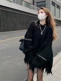 Vevesc Gothic Harajuku Black Sweaters Pullover Oversize Women Mall Goth Tops Streetwear Korean Fashion Autumn Knitwear