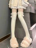 Vevesc Autumn Winter Long Warm Spliced Faux Fur Leg Stocking Korean Y2k Aesthetic Streetwear Punk Women Warmers Harajuku Girl Socks