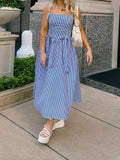 Vevesc  Women s Floral Print Maxi Dress Summer Sleeveless V-Neck Boho Beach Dress Flowy Long Dress with Pockets