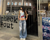 Vevesc  Cherry Graphic Print Crop Top Tank Women Summer Vest T Shirt e-girl harajuku fairycore 2000s y2k grunge aesthetic korean clothes