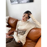 Vevesc Vintage Y2k Graphic Tshirt Women Long Sleeve Oversized Korean Fashion Aesthetic Harajuku Round Neck T-shirt Grunge Tops