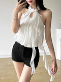 Vevesc 2024 Summer New White Sweet Gentle Cute Sexy Perspective Hot All-match High Street Cool Women's Thin Hollow Camisole Vest