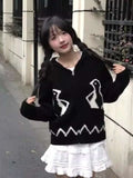 Vevesc Vintage Simple Preppy Style Korean Office Lady Knitted Cardigan Japan Sweet Cute Design Sweaters Y2k Aesthetic Commuter Clothes