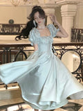 Vevesc French Vintage Evening Party Dress Women 2024 Summer Elegant Romantic Prom Robe Vestidos Korean A-line Graduation Dresses New