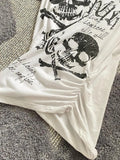 Vevesc Gothic American Summer All Match Letter Print T Shirts Y2k Aesthetic Vintage Casual Slim Streetwear Punk Clothes Lazy Women Tees