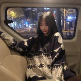 Vevesc Harajuku Pullovers Women Sweaters O Neck Knitted Loose Y2k Preppy Style Sueter Mujer Streetwear Japanese Vintage Print Chic