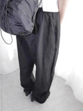 Vevesc Fashion Vintage Lace Patchwork Nylon Wide Leg Pants Summer New Loose  Y2k E-Girl High Waist Straight Trousers