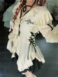 Vevesc Y2k Aesthetics Lace Shirt Grunge Gothic Irregular Blouses Fairy Harajuku Bandage  Vintage Lolita Clothes Mall Goth