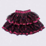 Vevesc Y2k Aesthetic Harajuku Subcultural Lace Design Tiered Skirts Japan Punk Plaid Print High Street Skirt All Match Popular Bottom