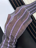Vevesc  Sexy Y2k Pantyhose Women's Black Thin Love Stripe Jacquard Super Stretch Slim Leggings Streetwear Party Tights Stockings