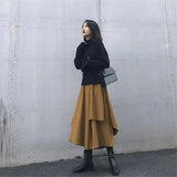 Vevesc Gothic Asymmetrical Cargo Skirts Women Streetwear Punk Irregular High Waist A Line Pleated Skirt Korean Hip Hop Midi Skirt