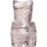 Vevesc  Summer Sexy Leopard Print 2 Piece Set Women Irregular Strapless Tops+Stacked Skinny Shorts Hipster Matching Streetwear