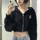 Vevesc American Design Fashion Popular High Waist Jackets Punk Streetwear Y2k Aesthetic Harajuku Women Coats Casual Autumn Clothing