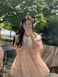 Vevesc Sweet Young Girls Floral Shirts Large Turn-down Collar Puff Sleeve Maternity Loose Blouses Lovely Pregnant Woman Ball Gown Dress