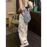 Vevesc Y2K Cargo Pants Women Print Oversized Joggers Sweatpants Streetwear Harajuku High Waist Baggy Casual Wide Leg Trousers New