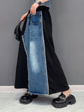 Vevesc Women Denim Long Skirt Harajuku Y2k 2000s Vintage Skirts 90s Aesthetic Streetwear Fashion Korean Style A-Line Jean Skirt Clothes