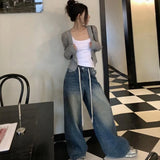 Vevesc Spring Summer Lazy Knitted Tops Women Y2k E-Girl Slim Fit Single Breasted Sweater Mujer Long Sleeve Thin Cardigan Coats