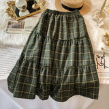 Vevesc Vintage High Waist Cake Skirts Women A-line Mid Length Skirt Y2k Mori Girl Style Japanese Streetwear Loose Autumn