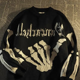 Vevesc  Harajuku Skull Sweater Women Fall Winter Clothes Fashion Streetwear BF Jumper Casual Korean Knitted Oversized Pullovers Y2k Tops
