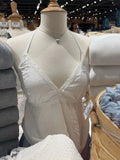 Vevesc  Lace Trim Lace-up Halter Tank Tops Woman Summer Sexy V-neck Backless Cotton Camisole Casual Sweet Preppy Style Crop Top Y2k New