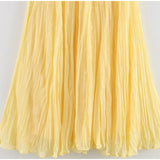 Vevesc  Yellow Pleated Long Skirts For Women Casual High Waist A-line Female Vestidos Spring Summer Loose Ladies Streetwear 2025 New