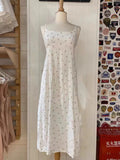Vevesc  Floral Print White Midi Dress Women Summer Casual Chic Strapless A-line Long Dresses Vintage Sweet Cute Slim Y2k Vestidos