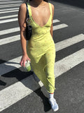 Vevesc  Yellow Floral Print Summer Vacation Beach Dresses For Women Sleeveless V Neck Elegant Sexy Boho Mermaid Dress
