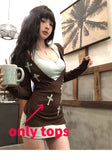 Vevesc American Retro Sweet Halter Slim Waist Vest Dress for Women+ Big V-neck Long Sleeve Tops Early Autumn New Two Piece Sets