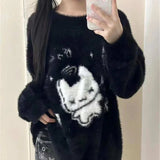 Vevesc Japanese Style Gothic Sweater Women Kawaii Y2k Vintage Long Sleeve Knitted Pullover Harajuku Punk Streetwear Sweaters