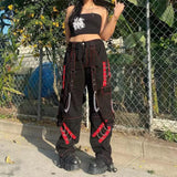Vevesc Hot Girl Gothic Clothes Bandage Chain Baggy Pants Women Hip Hop  Vintage Trousers Punk Style Egirl Casual Streetwear Cloths 90s