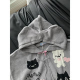 Vevesc Kawaii Cute Autumn Print Office Lady Hoodies Y2k Aesthetic Subcultural Streetwear Vintage Loose Sweatshirts Punk Women Coats